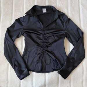Vintage Satin Lace Up Going Out Top Size Small